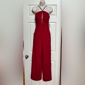 EMERALD SUNDAE Red Halter Sleeveless Wide Leg Jumpsuit Sz S - NWT
